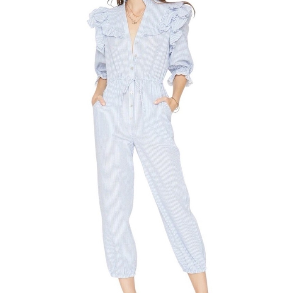 Caballero Casidy Jumpsuit Blue Pin Stripe size small